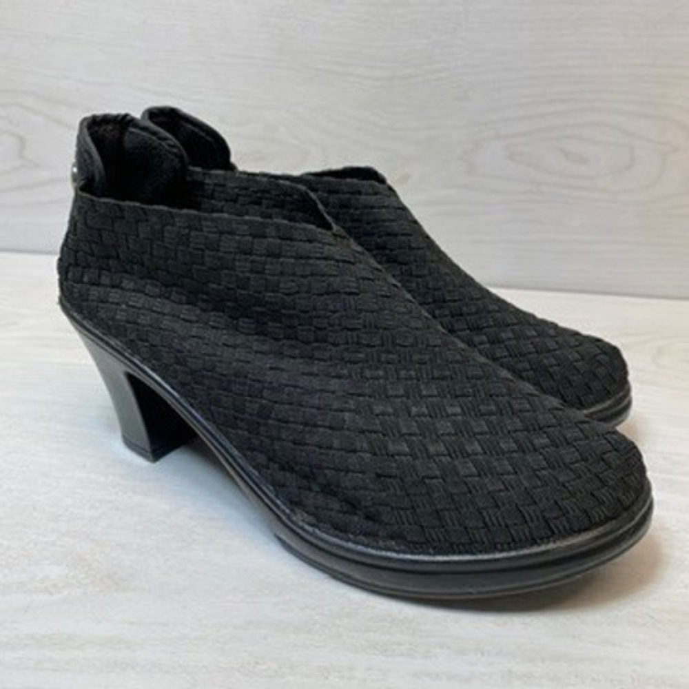 Bernie Mev Chesca Womens Size 9 40 Ankle Boots Woven Fabric Chunky Block Heel